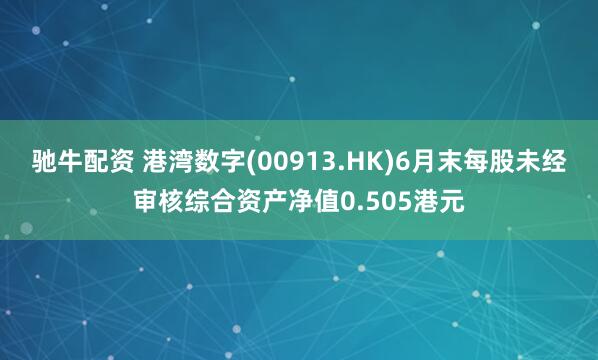 驰牛配资 港湾数字(00913.HK)6月末每股未经审核综合资产净值0.505港元